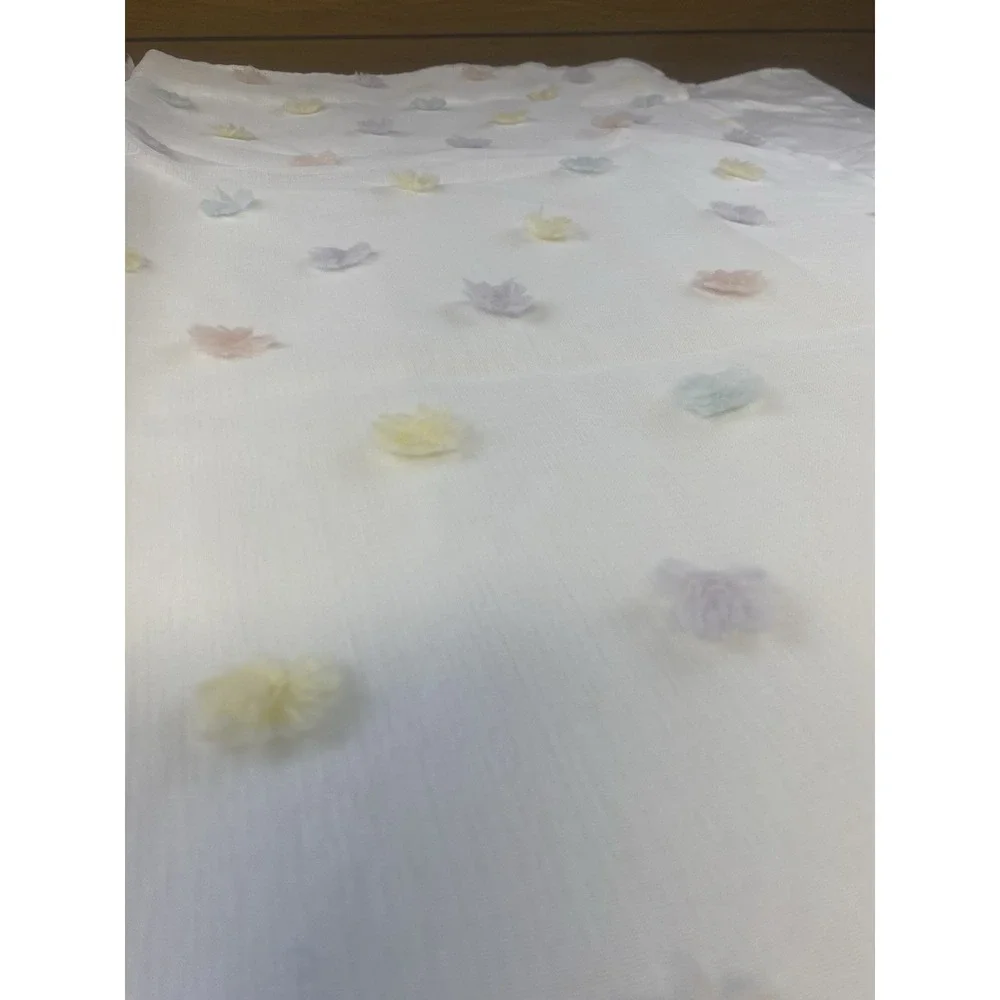 Set of 2 Panel Pastel Flowers on White Blackout Nursery/BR Curtains 84
